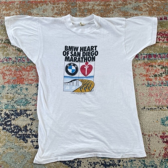 Vintage BMW San Diego Marathon 1983 Screen Stars Graphic Tee Tshirt - Picture 1 of 5